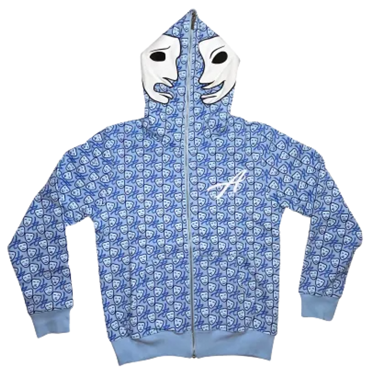 Asaali 1St Blue All Over Print White Leather Mask Hoodie | WHAT’S ON ...