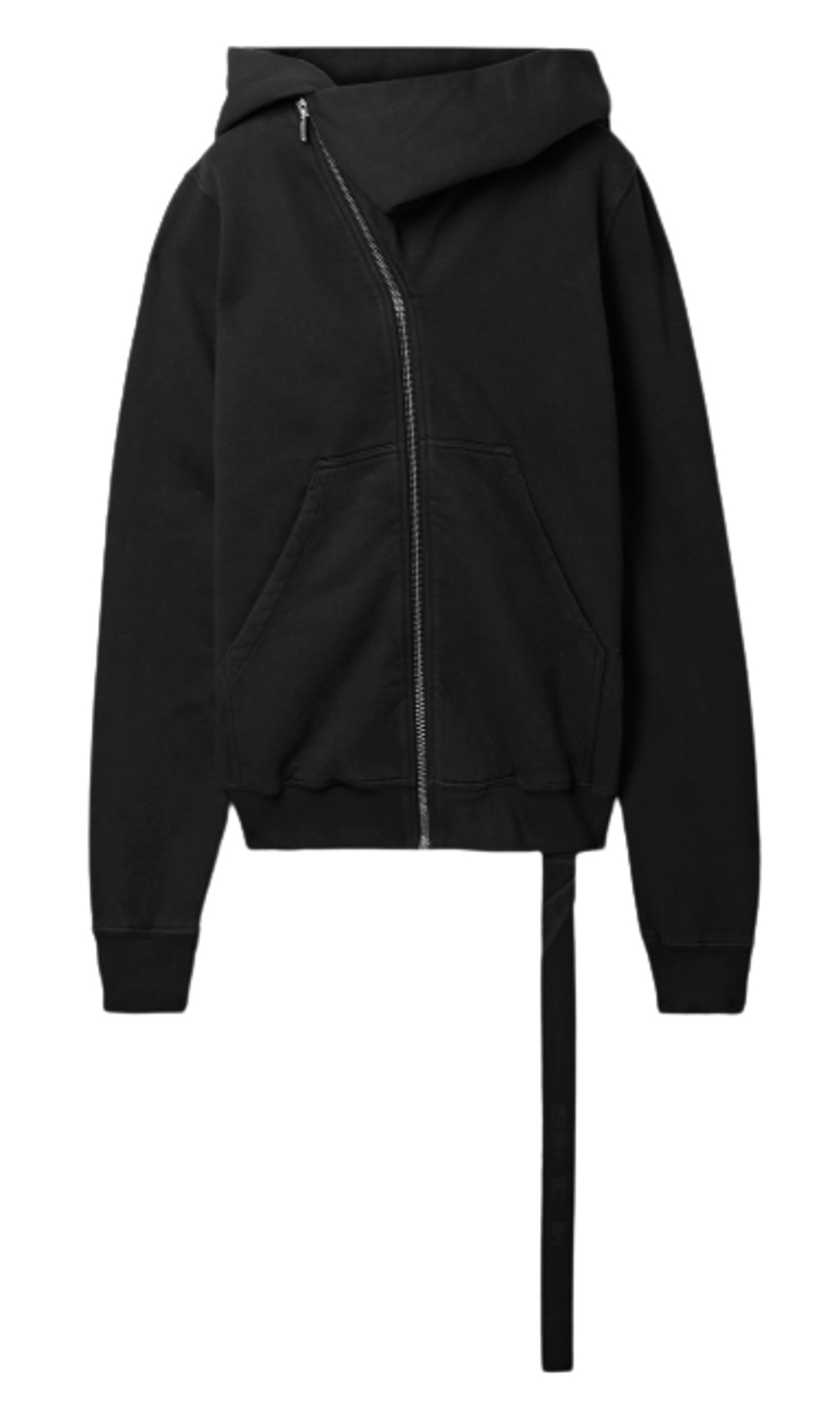Rick Owens Felpa Asymmetric Cotton-Jersey Black Hoodie