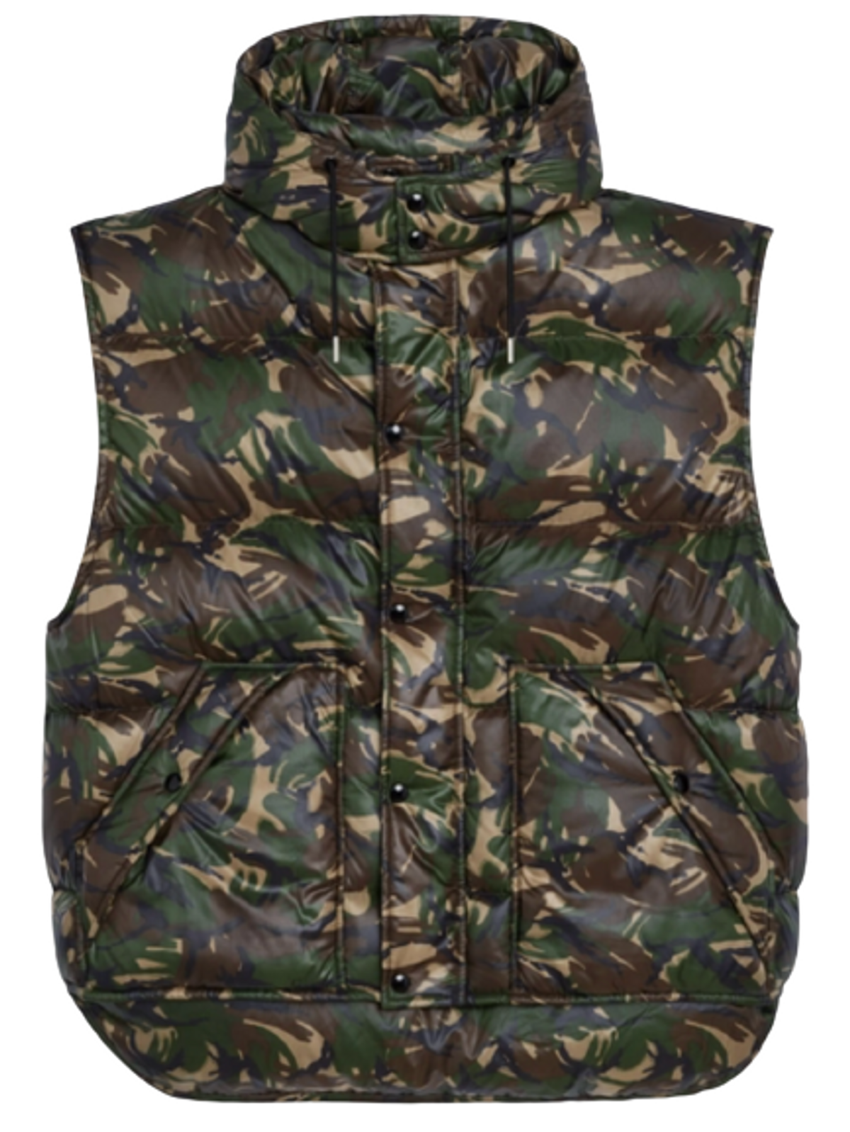 Celine Loose Quilted Sleeveless Camouflage Print Nylon Jacket
