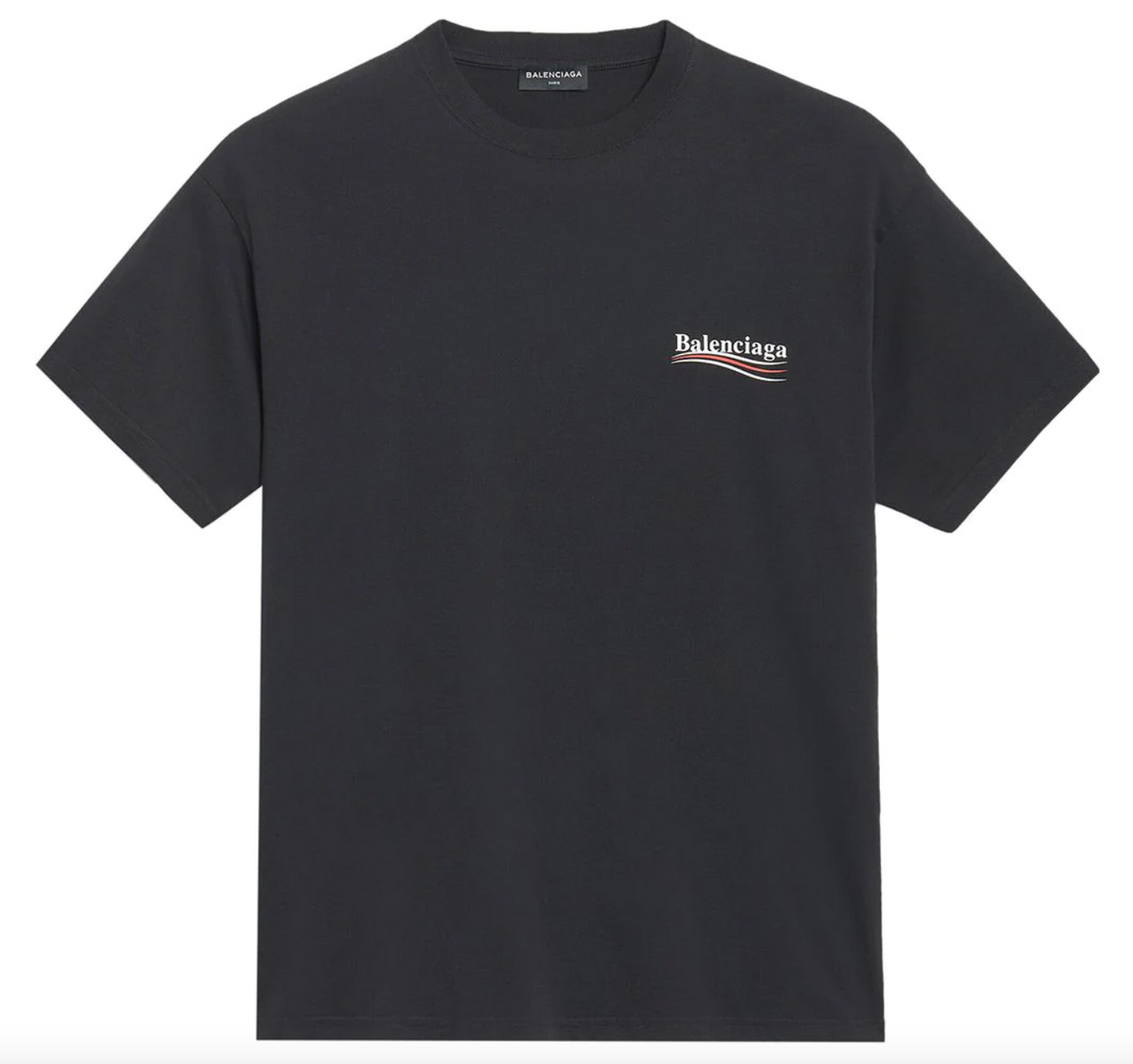 Balenciaga Political Logo Print Short Sleeve Black T-Shirt