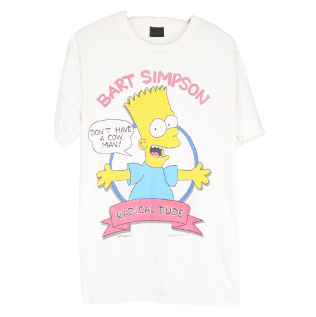 WyCo Vintage 1989 Bart Simpson Dont Have A Cow Man White T-Shirt