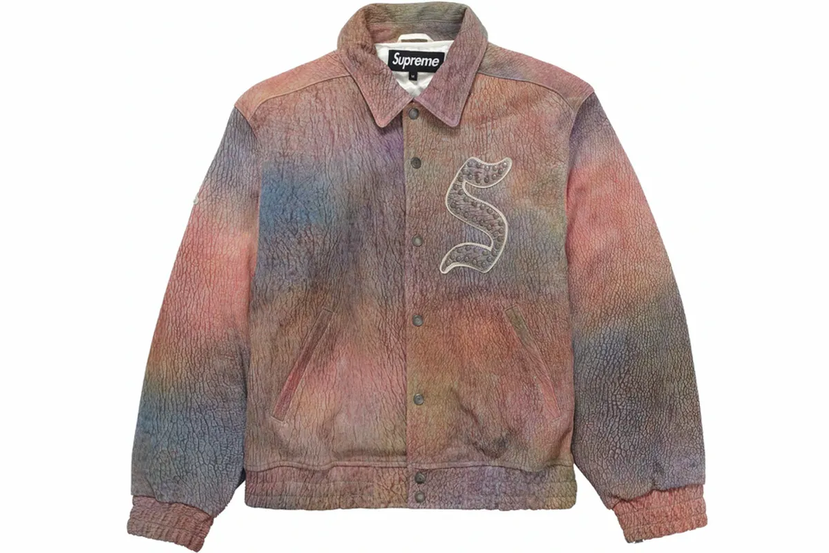 Supreme Pebbled Leather Multicolor Varsity Jacket