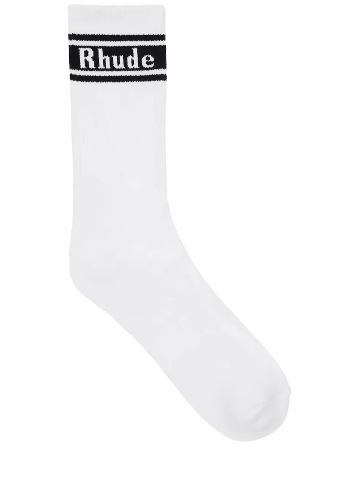 Rhude Stripe Logo Cotton Blend White Socks