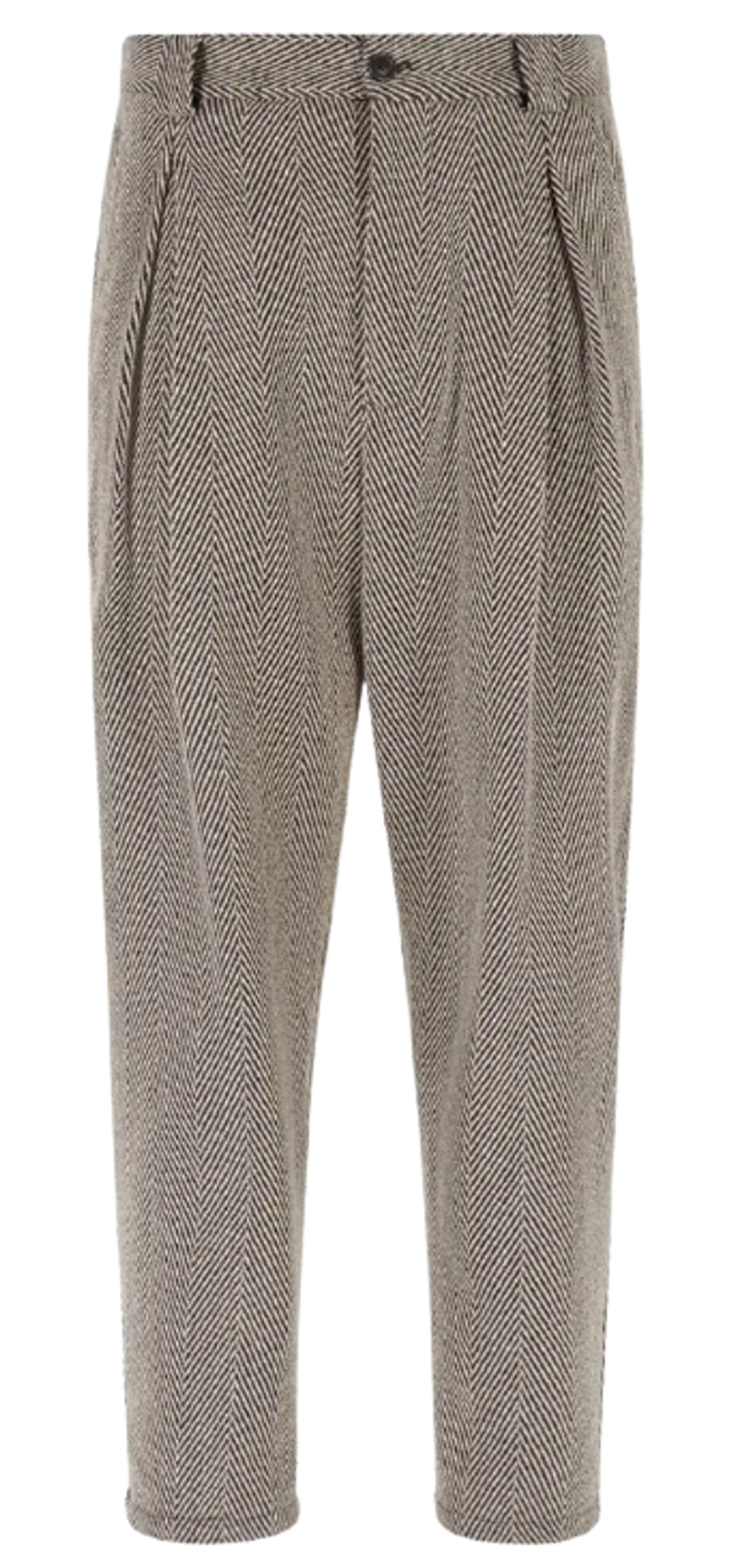 Emporio Armani Wool-Blend Wide-Legged Jacquard Chevron Motif Trousers