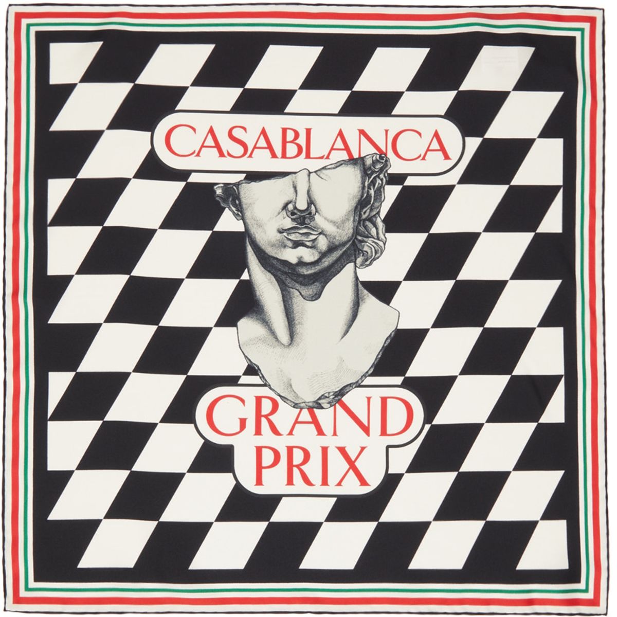 Casablanca Black & White Silk Statue Grand Prix Scarf