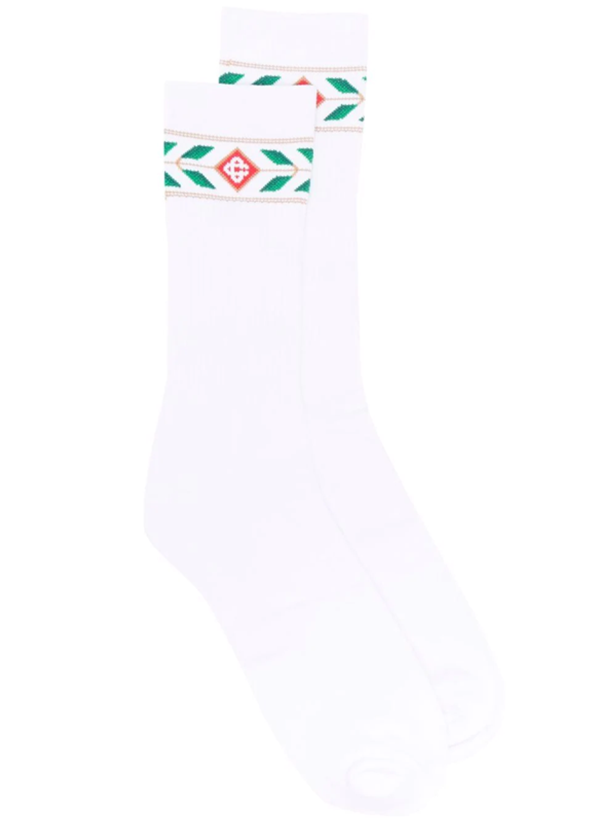 Casablanca Laurel Graphic-Print Ribbed Ankle White Socks