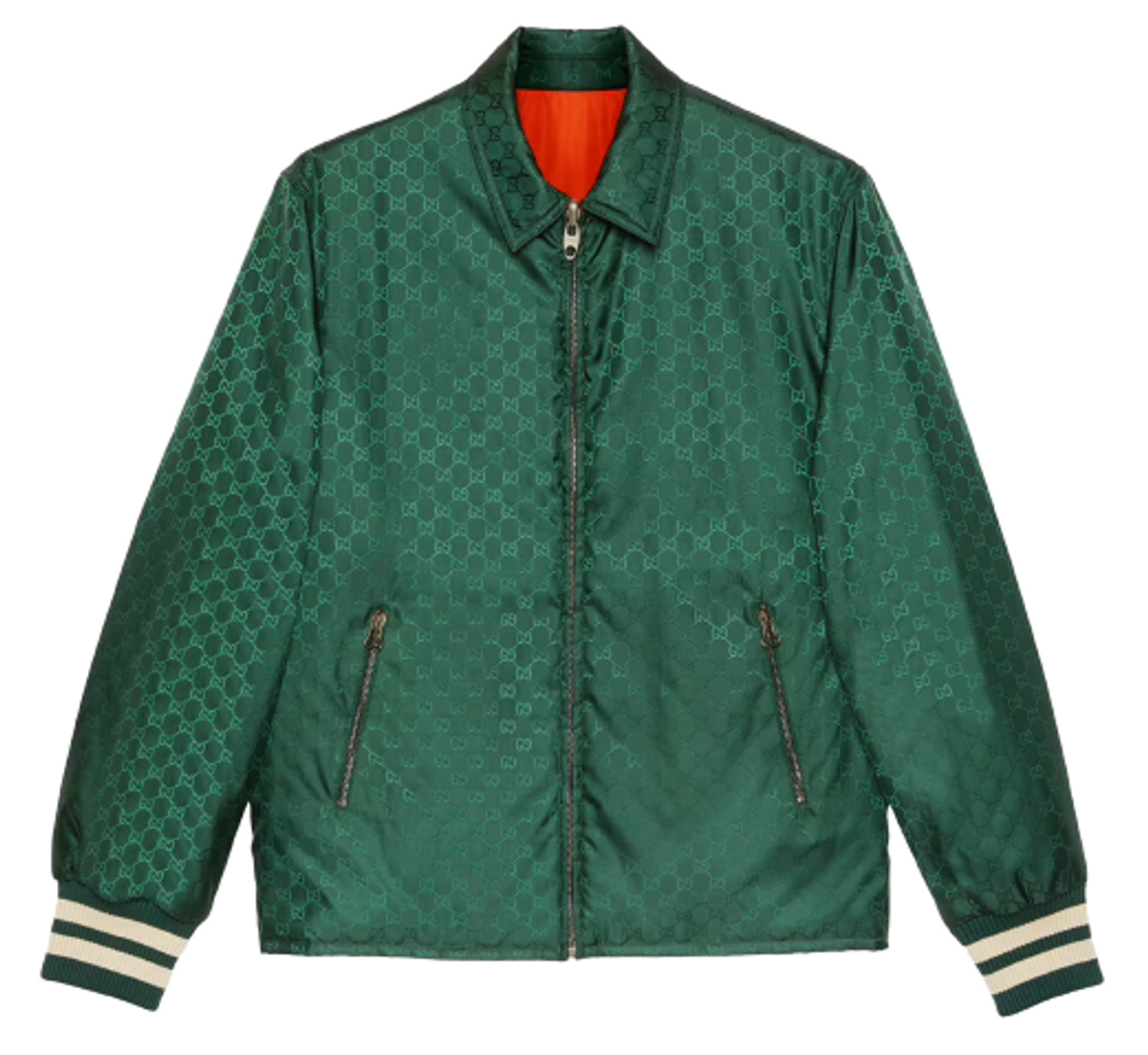 Gucci Reversible Gg Nylon Jacquard Green Jacket