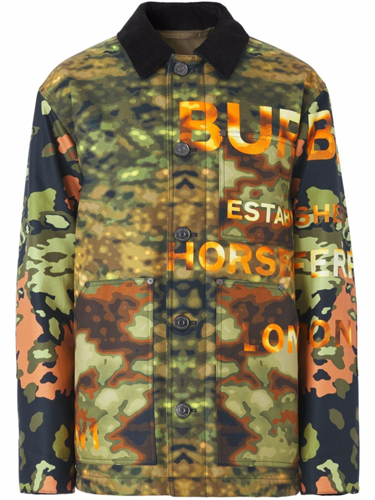 Burberry Camouflage Logo Print Jacket In Green