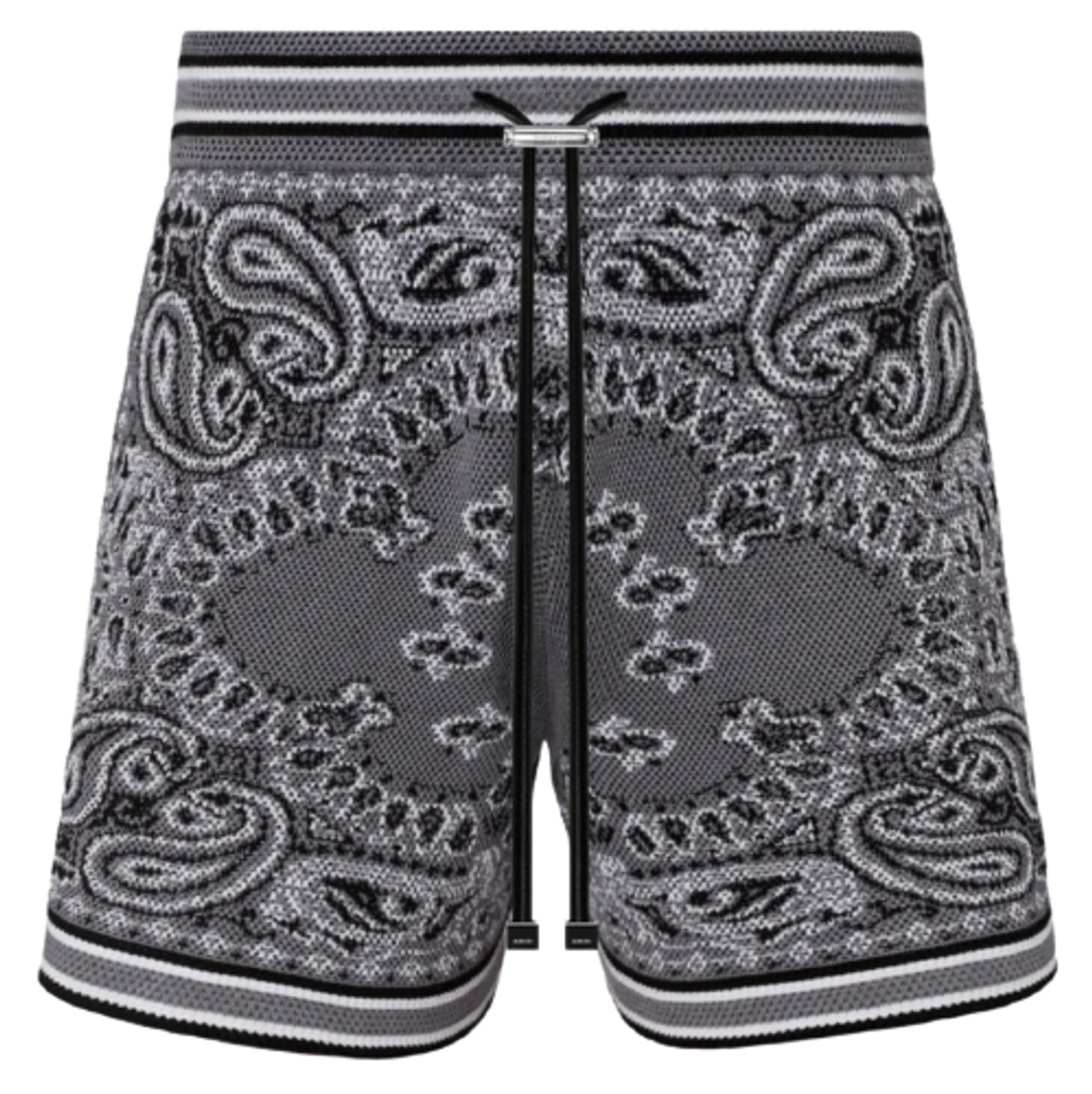 Amiri Bandana Print Grey Crochet Basketball Shorts