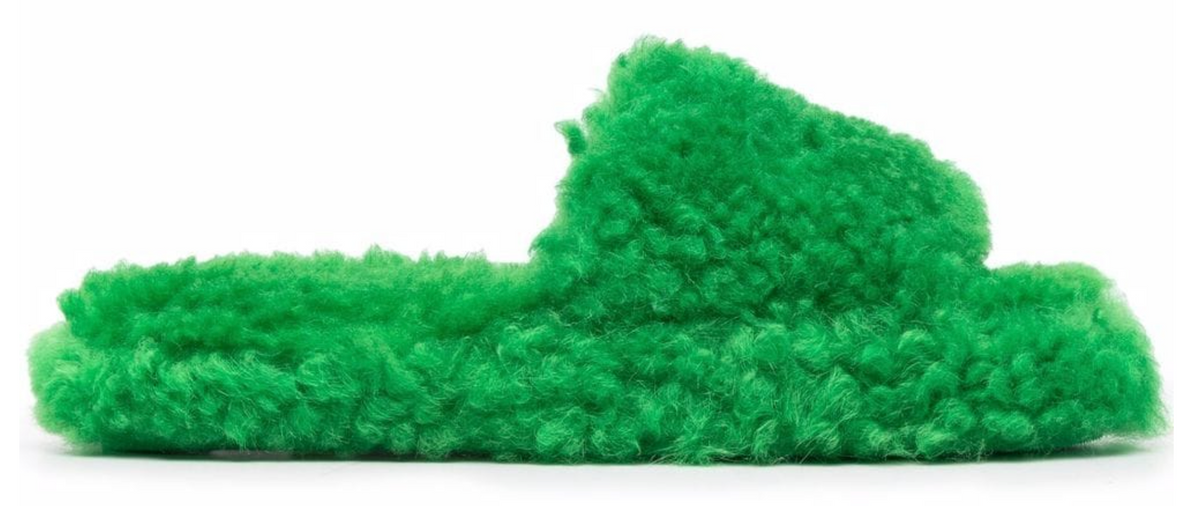 Bottega Veneta Resort Shearling Green Slide Sandals