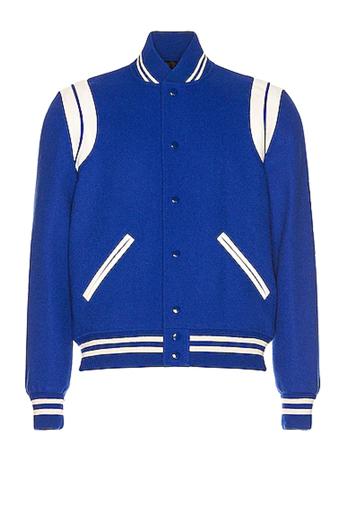 Saint Laurent Wool Teddy Blue Varsity Jacket