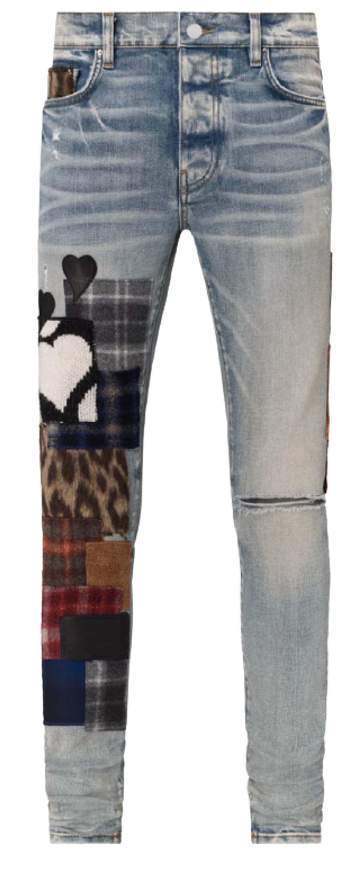 Amiri Artpatch Distressed Clay Indigo Skinny Jeans