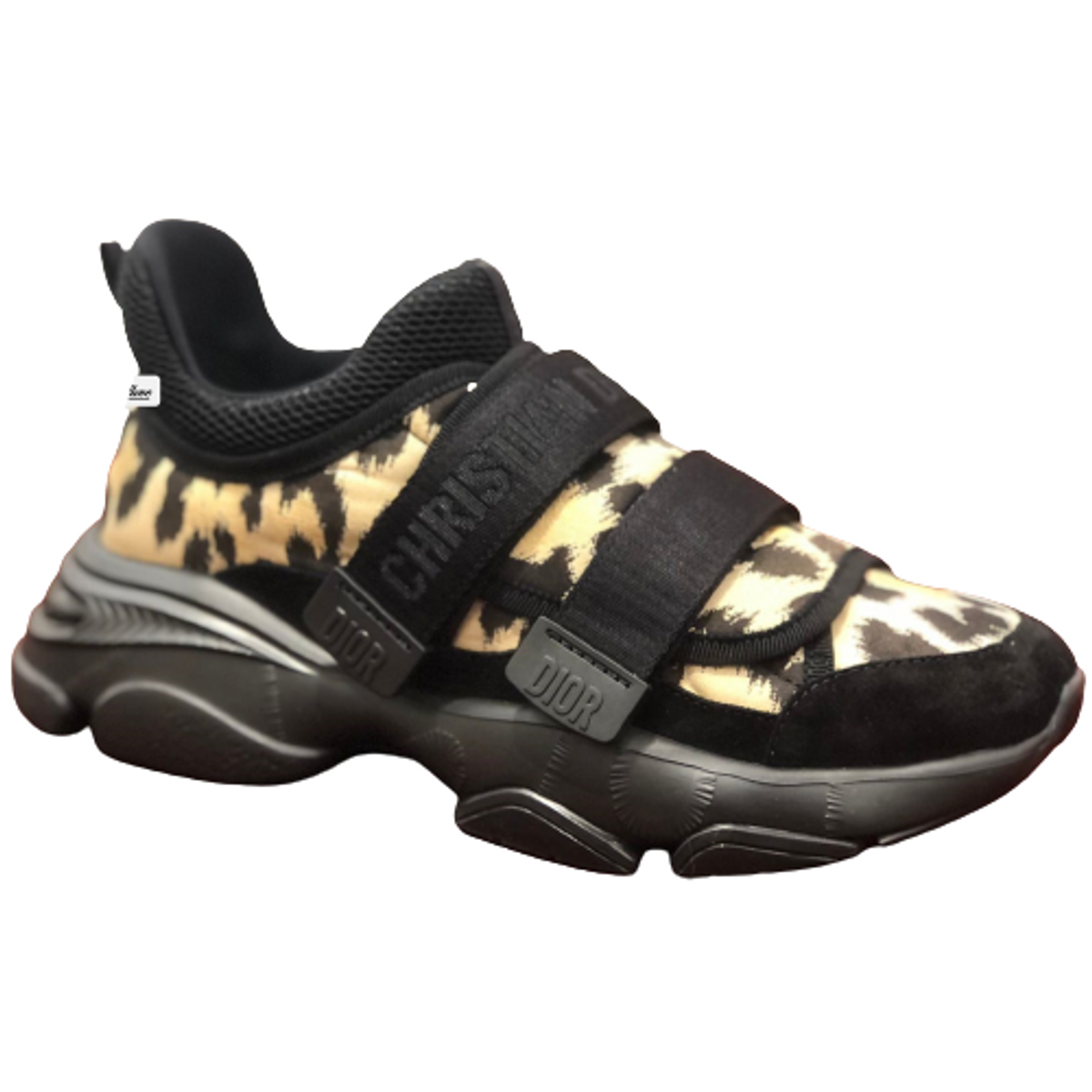 Dior Leopard Patterns Platform Plain Toe Lace-up Sneakers