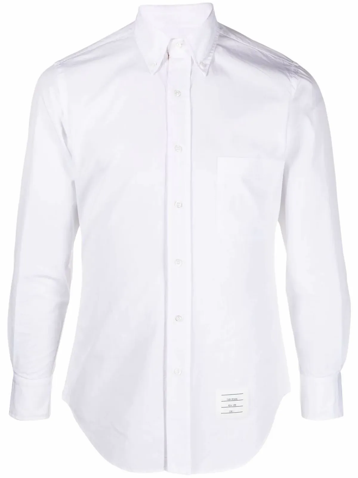Thom Browne White Satin Mr. Thom Half Drop Running Stitch Straight Fit Shirt