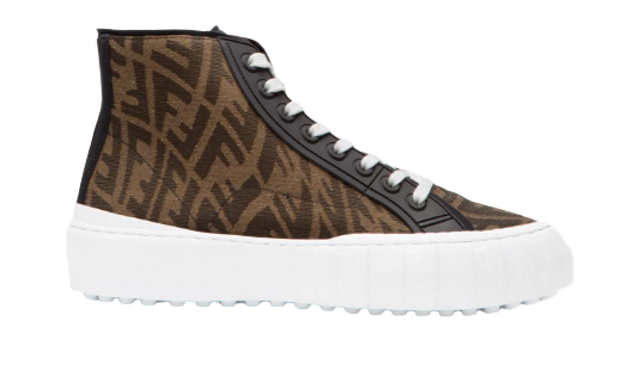 Fendi Brown Fabric High Tops WHAT’S ON THE STAR?