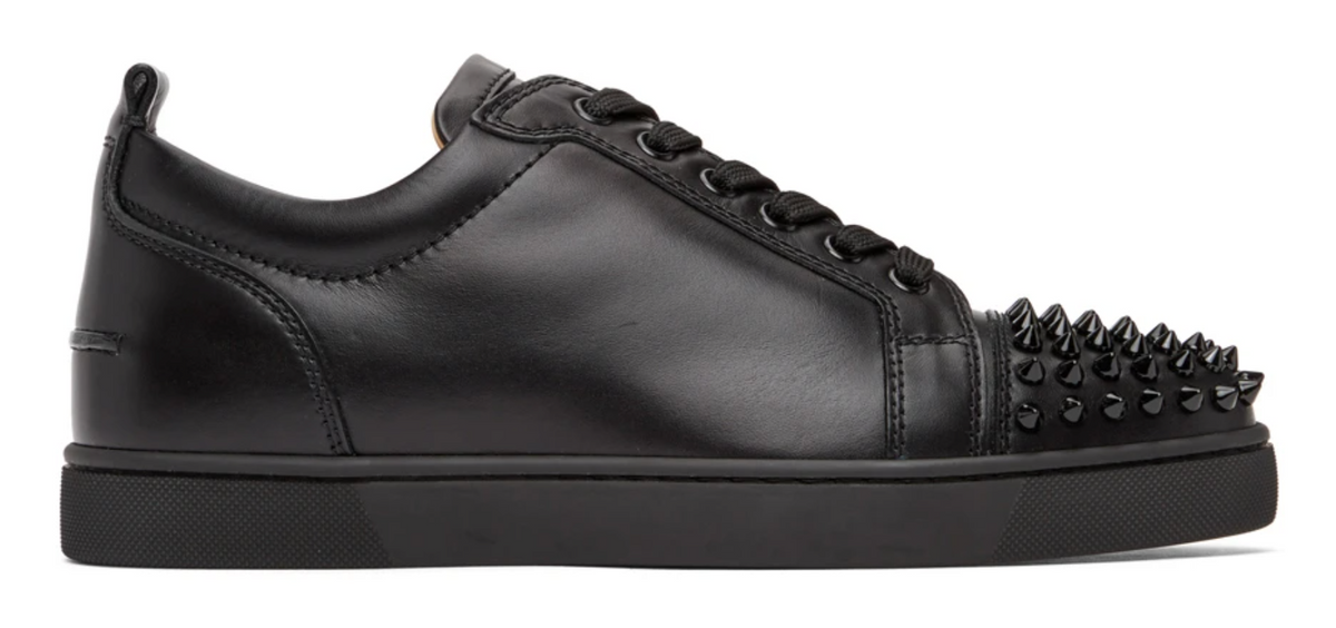 Christian Louboutin Louis Junior Spike-Embellished Low-Top Black Sneakers