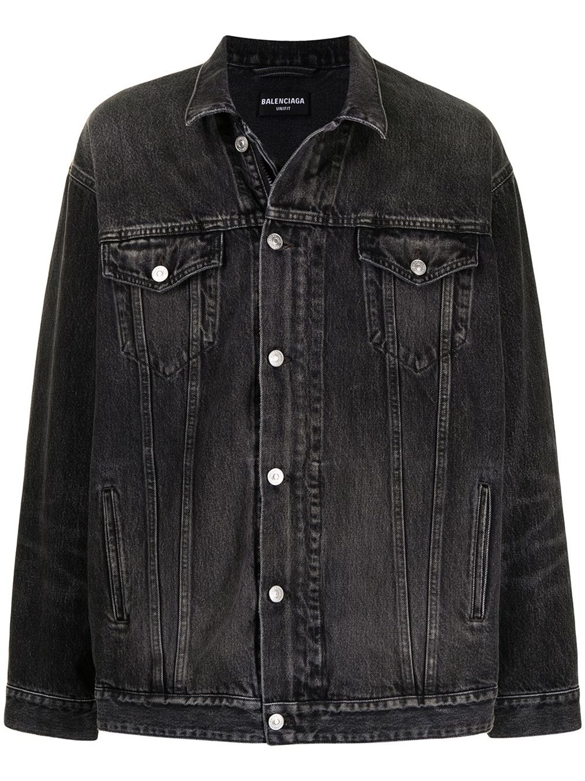 Balenciaga Grey Denim Oversized Zip-Up Jacket