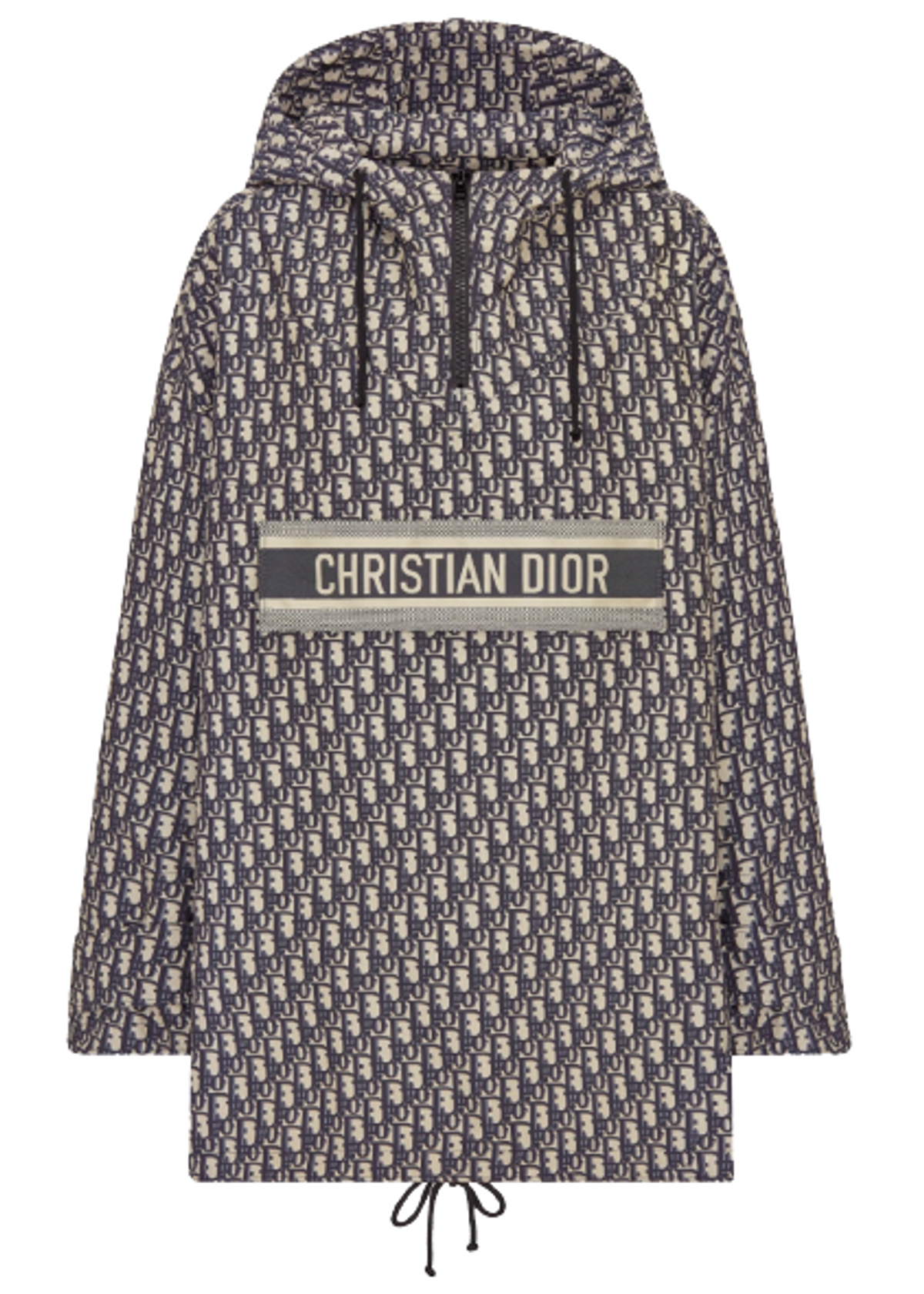 Dior Blue and Ecru Technical Taffeta Jacquard Dior Oblique Motif Hooded Anorak