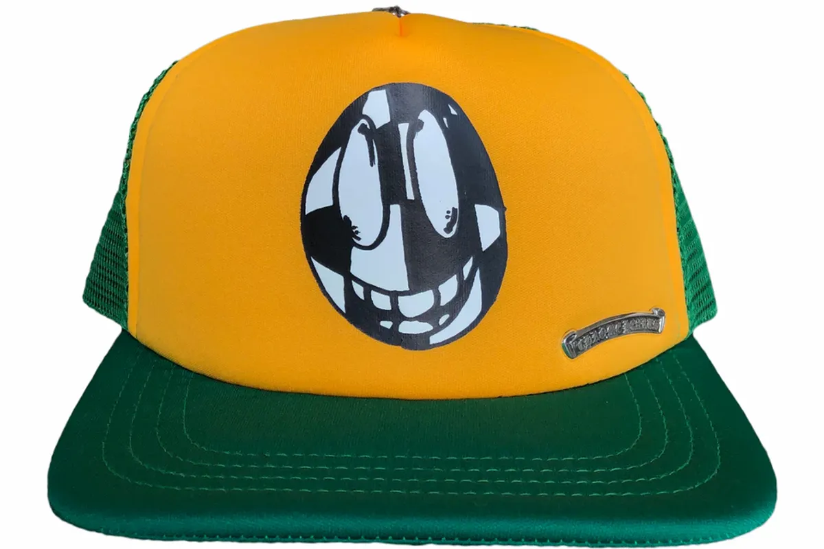 Chrome Hearts × Matty Boy Sex Records Smiley Green Yellow Trucker Cap