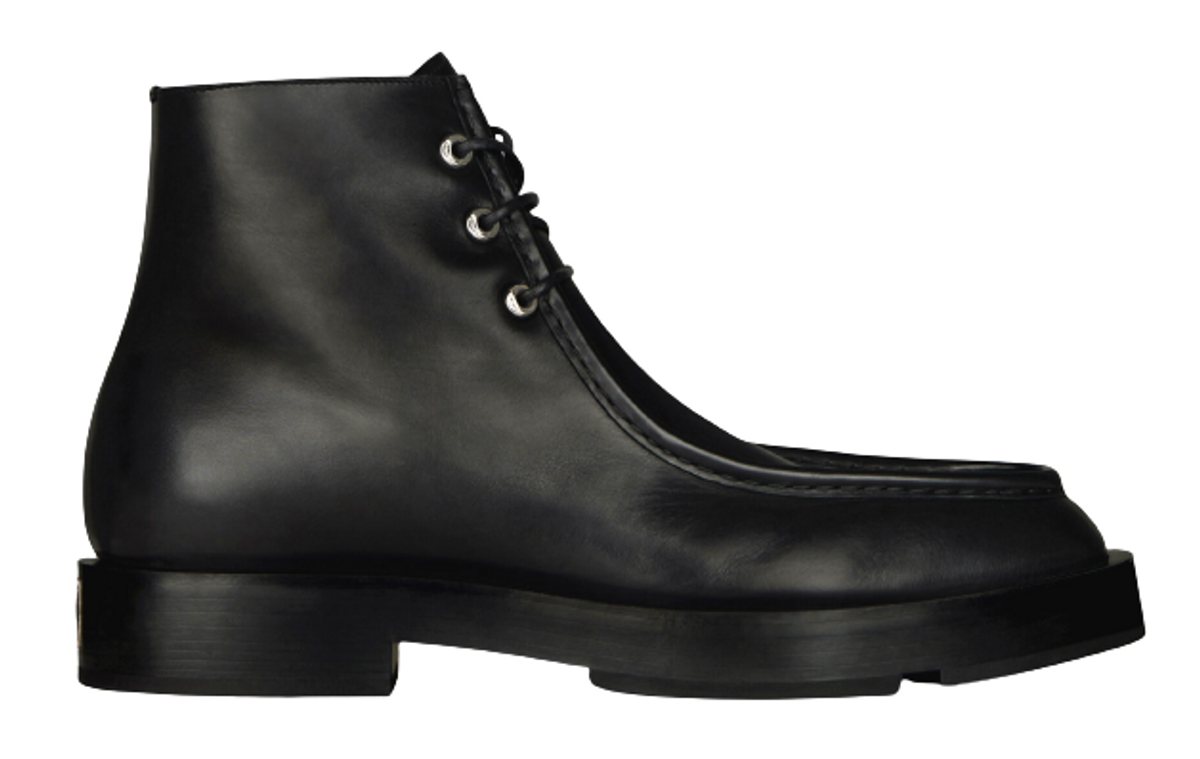 Givenchy Box Leather Squared Lace-Up Black Ankle Boots