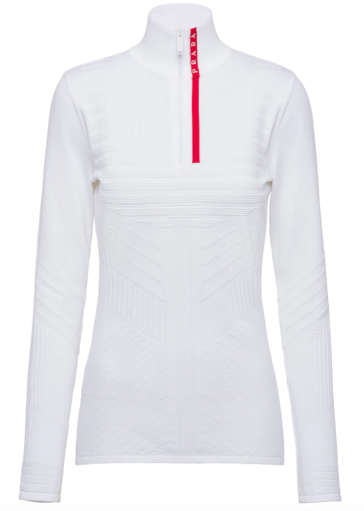 Prada Linea Rossa White Tech Rec Nylon Pique Sports Top