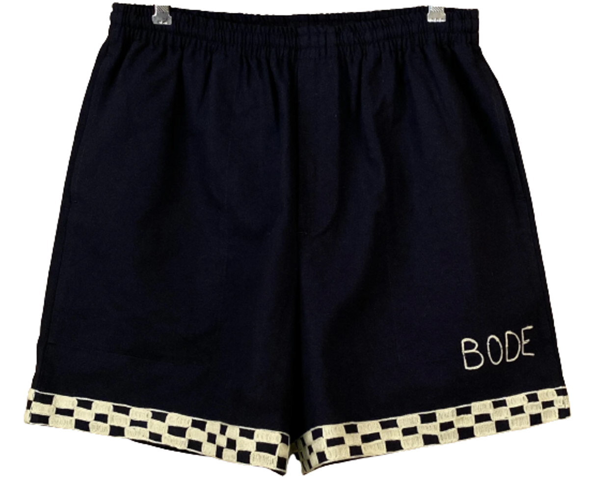 Bode Black Checkerboard Rugby Shorts