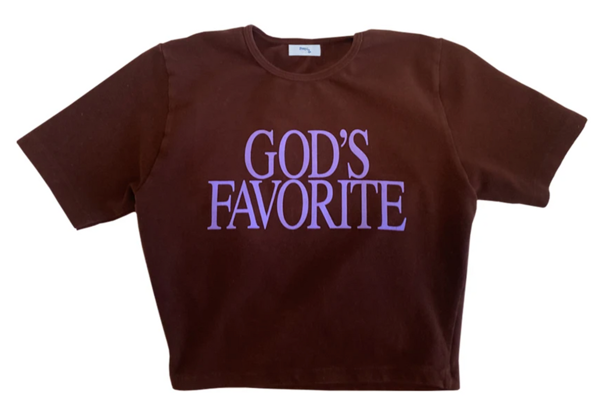 Praying Gods Favorite Brown Crop T-Shirt