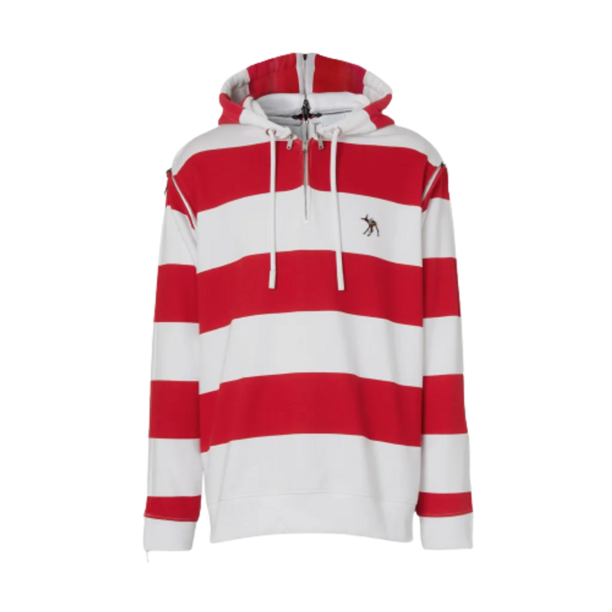 Burberry Zip Detail Striped Cotton Hoodie