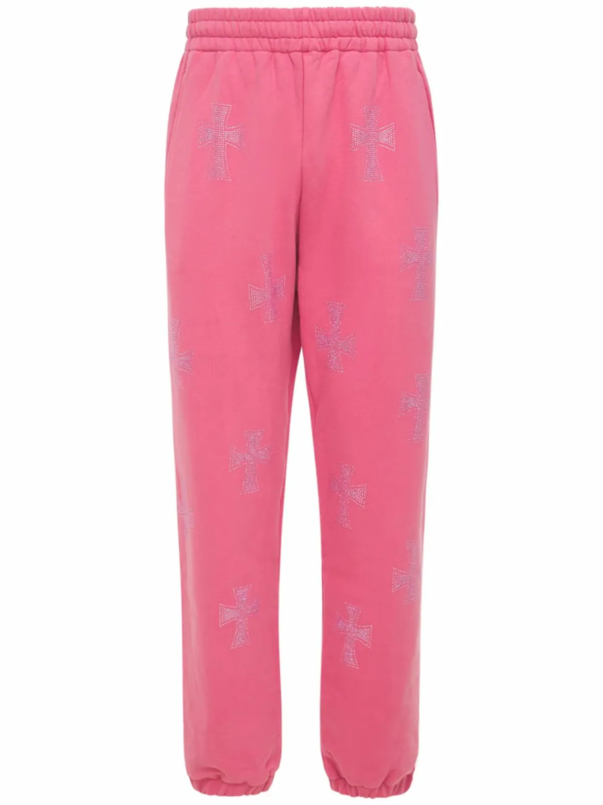 Unknown London Crystal Cross Cotton Pink Sweatpants