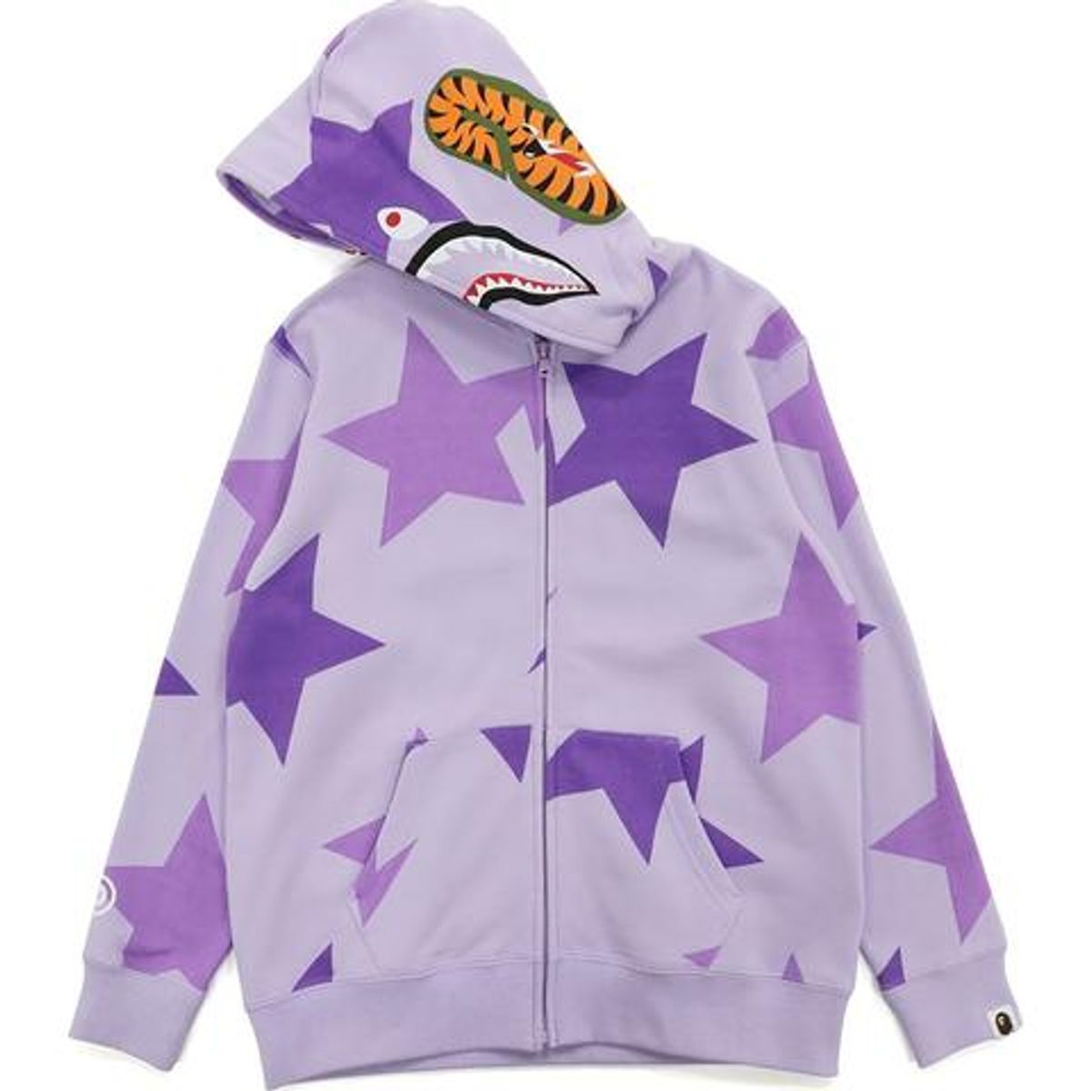 Bape Sta Pattern Shark Full Zip Purple Hoodie
