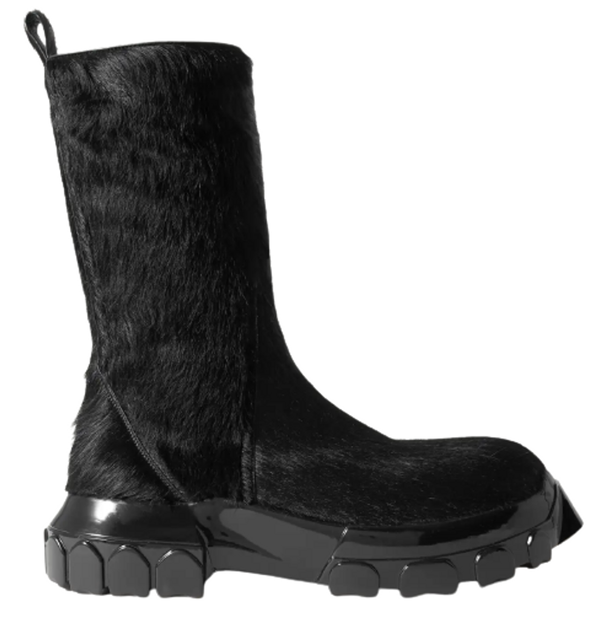 Rick Owens Bozo Tractor Calf Hair Black Boots