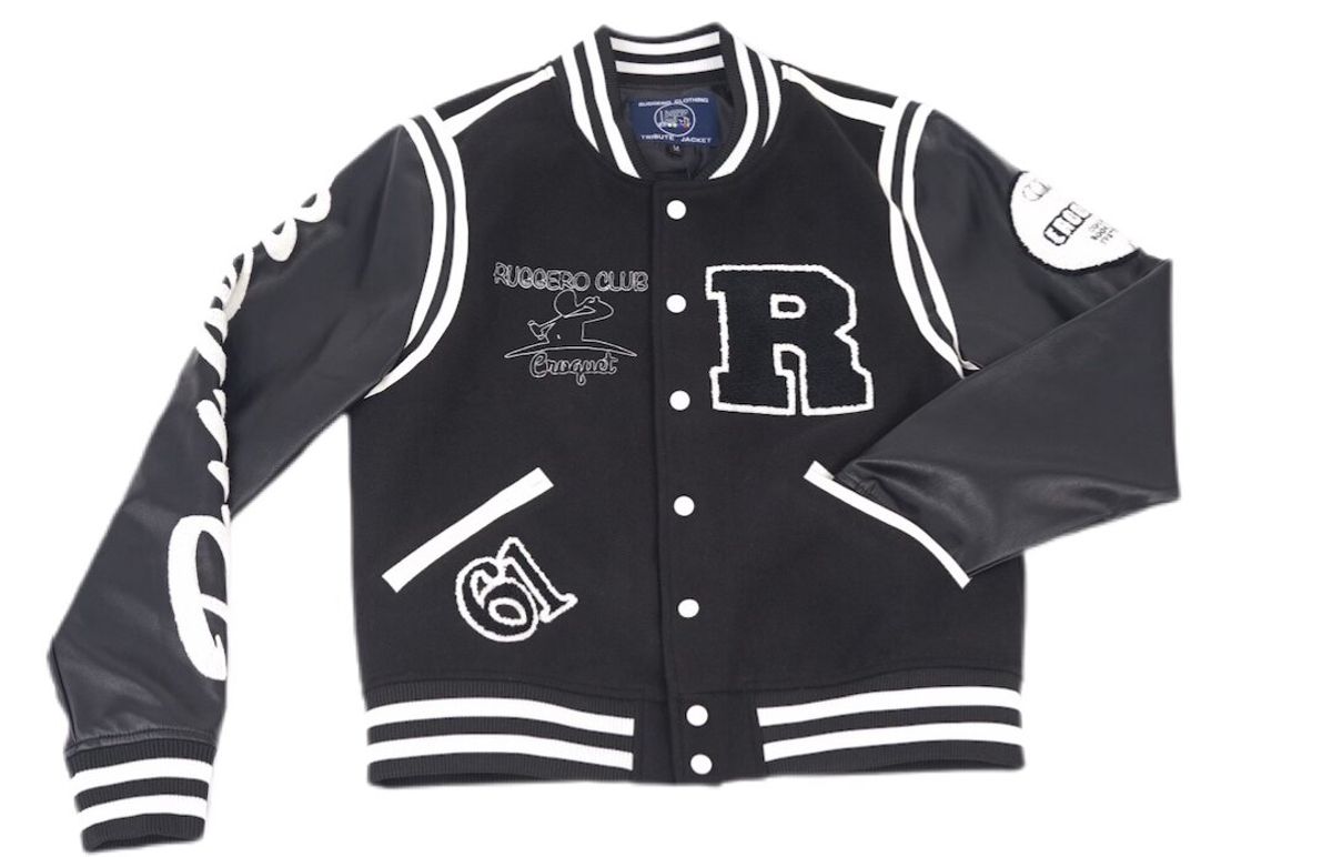 Ruggero Clothing Whitmore Tribute Letterman Black Bomber Jacket