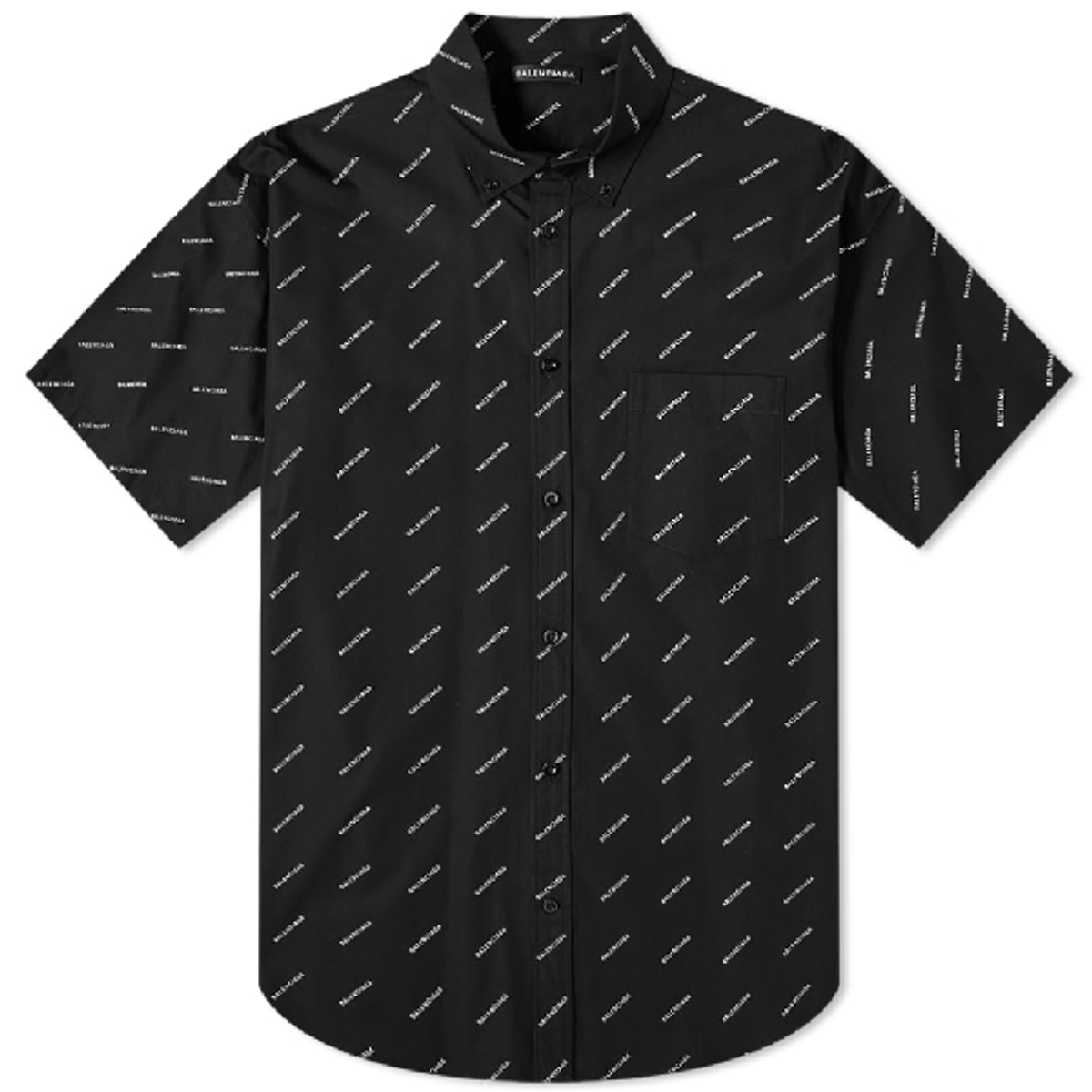Balenciaga Short Sleeve All Over Print Black Shirt