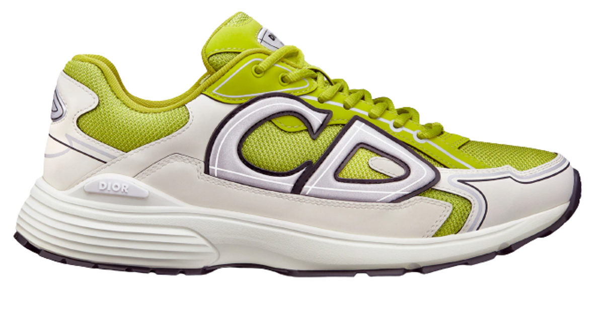 Dior B30 Yellow Mesh and White Technical Fabric Sneakers