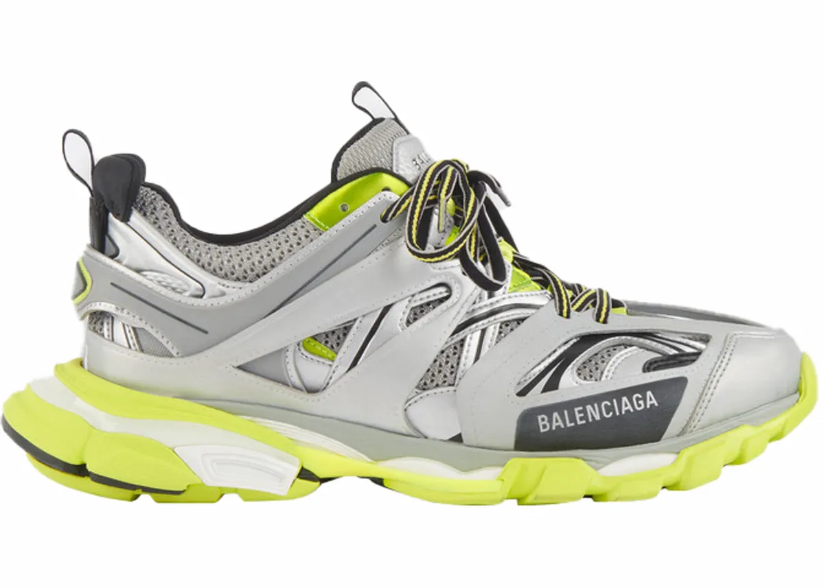 Balenciaga Silver & Green Track Mesh Sneakers