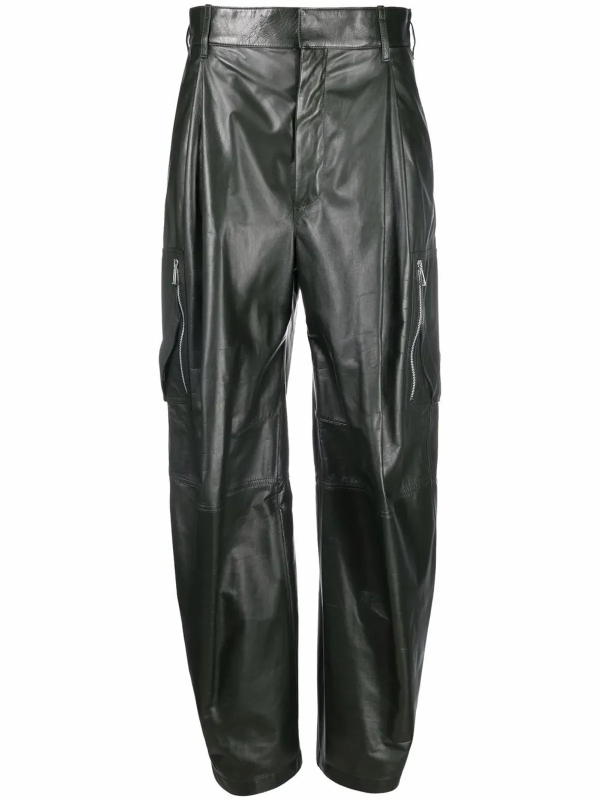 Bottega Veneta Black Tapered Leather Cargo Pants