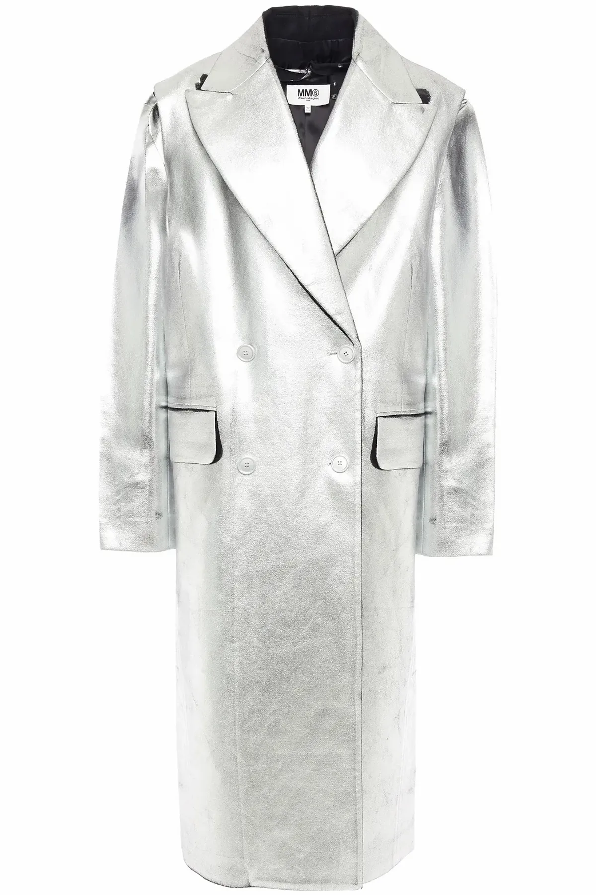 Maison Margiela Double-Breasted Metallic Coated Wool-blend Coat