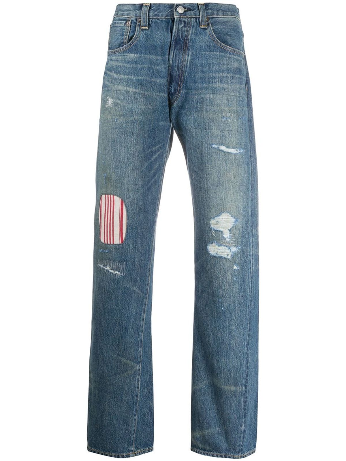 Levi’s × Junya Watanabe Mid Rise Striped Panel Jeans In Blue