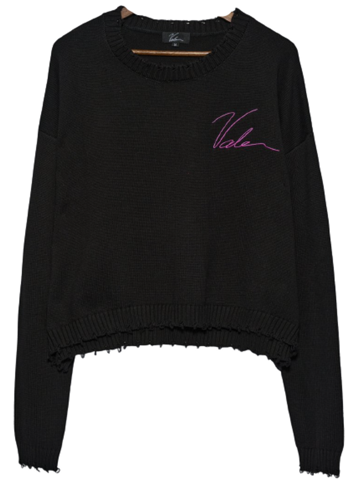 Vale Forever Black Monday Knit Distressed Pullover Sweater