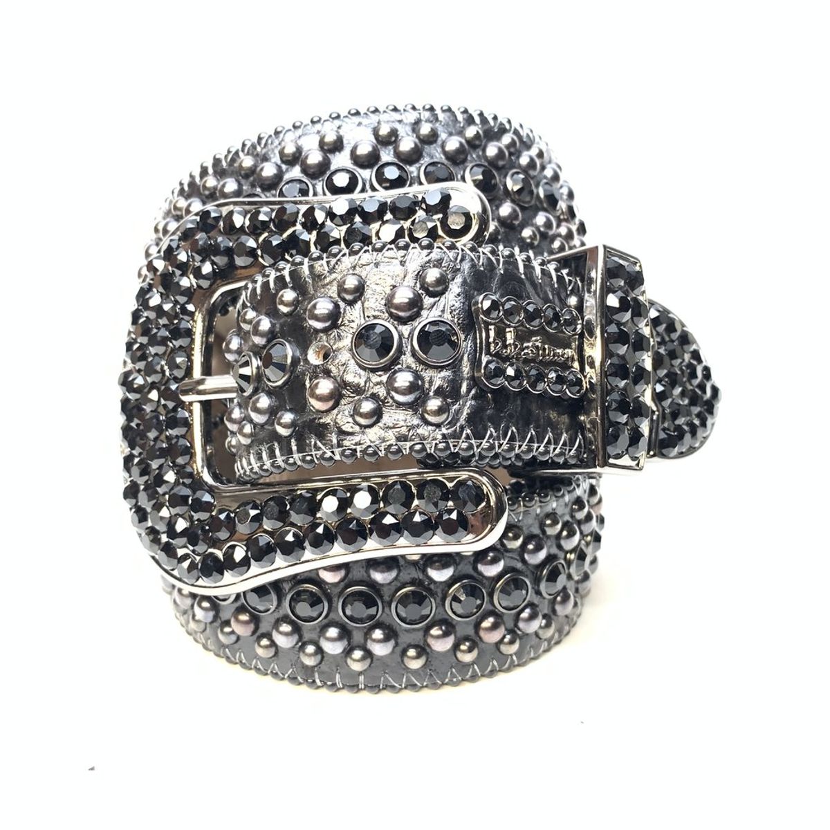 B.B. Simon All Black Fully Loaded Crystal Belt