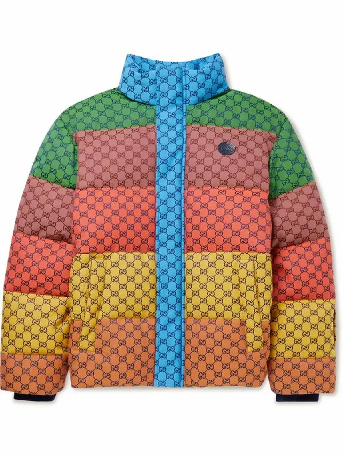 Gucci Striped Logo-Jacquard Cotton-Blend Canvas Multi Down Jacket