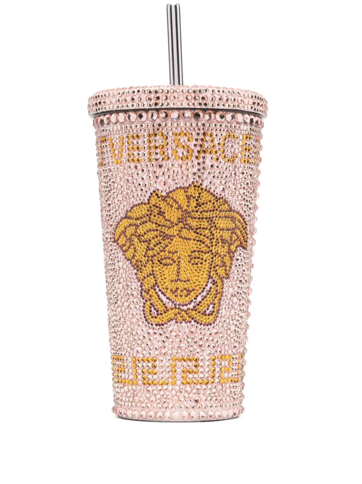 Versace Medusa Crystal-Embellished Travel Pink Cup