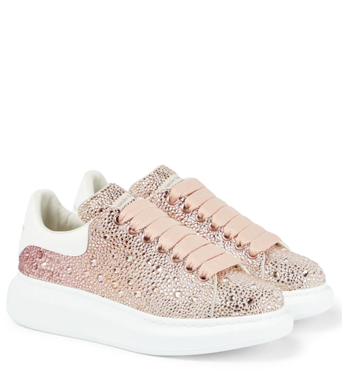 Alexander McQueen Embellished Leather Pink Sneakers