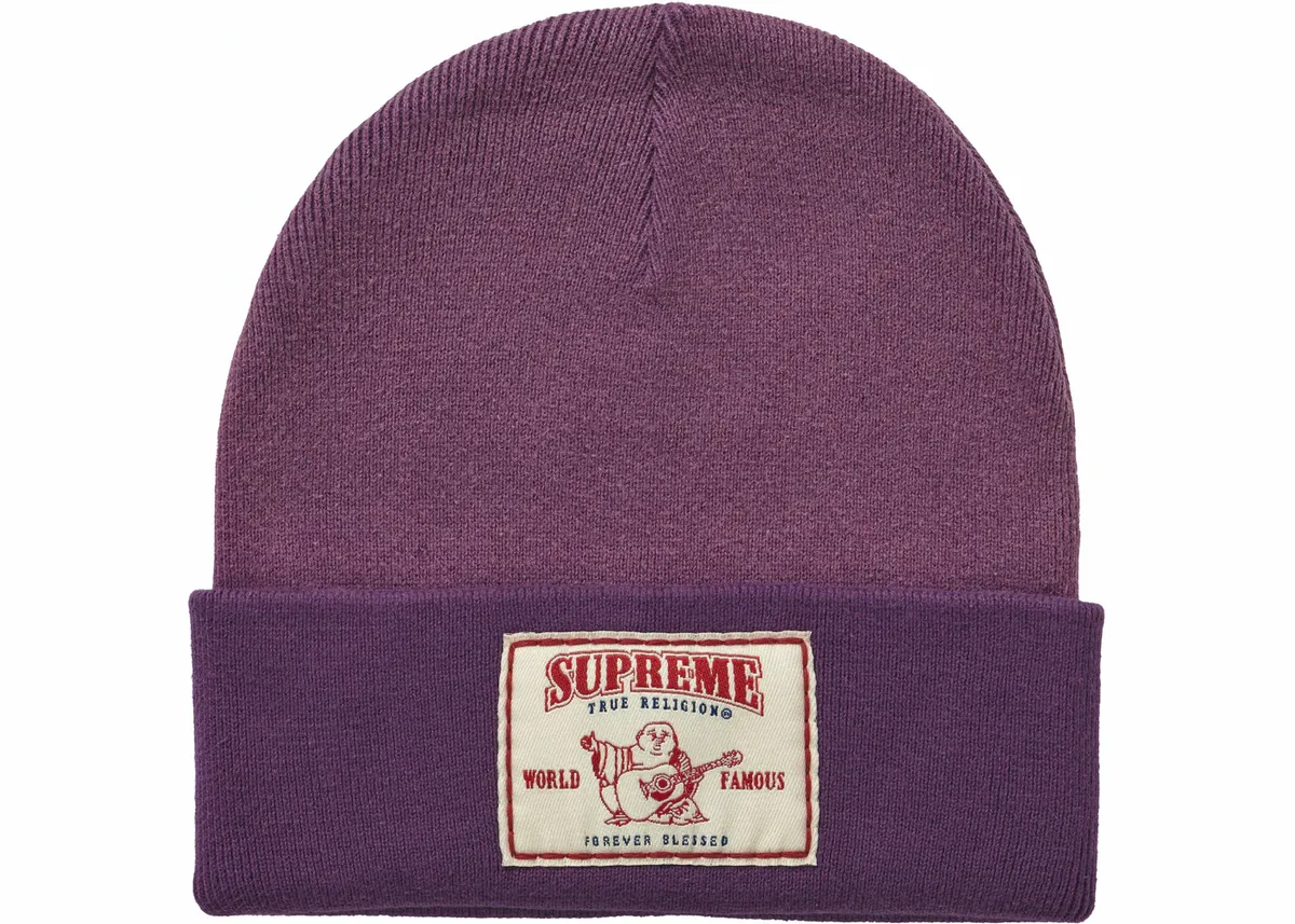 Supreme × True Religion Logo Purple Beanie