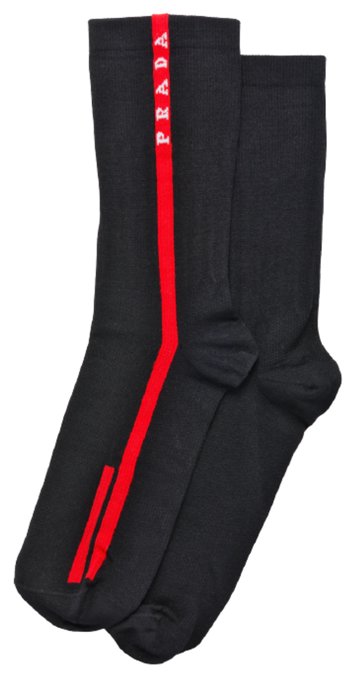 Prada Linea Rossa Ribbed Knit Nylon Black Socks