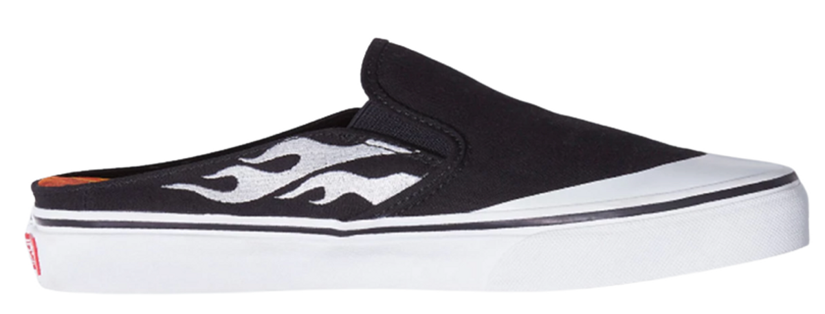 ASAP Rocky Merch × Vans Classic Black/White Flame Slip-On Mule