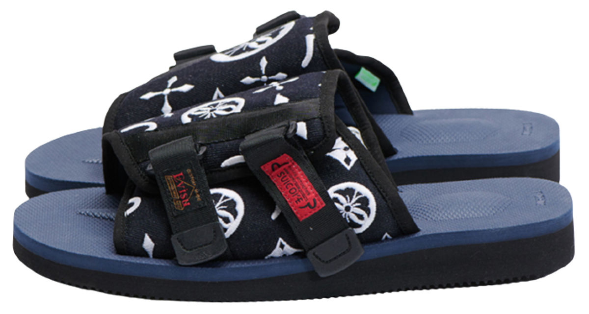 Evisu × Suicoke Allover Seagull And Kamon Embroidered Denim Sandals