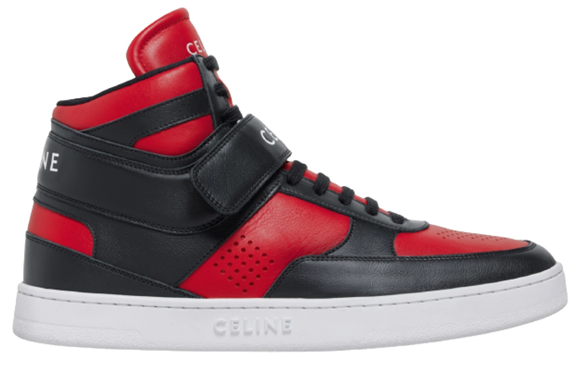 Celine CT-03 Scratch Calfskin Black / Red High Sneakers