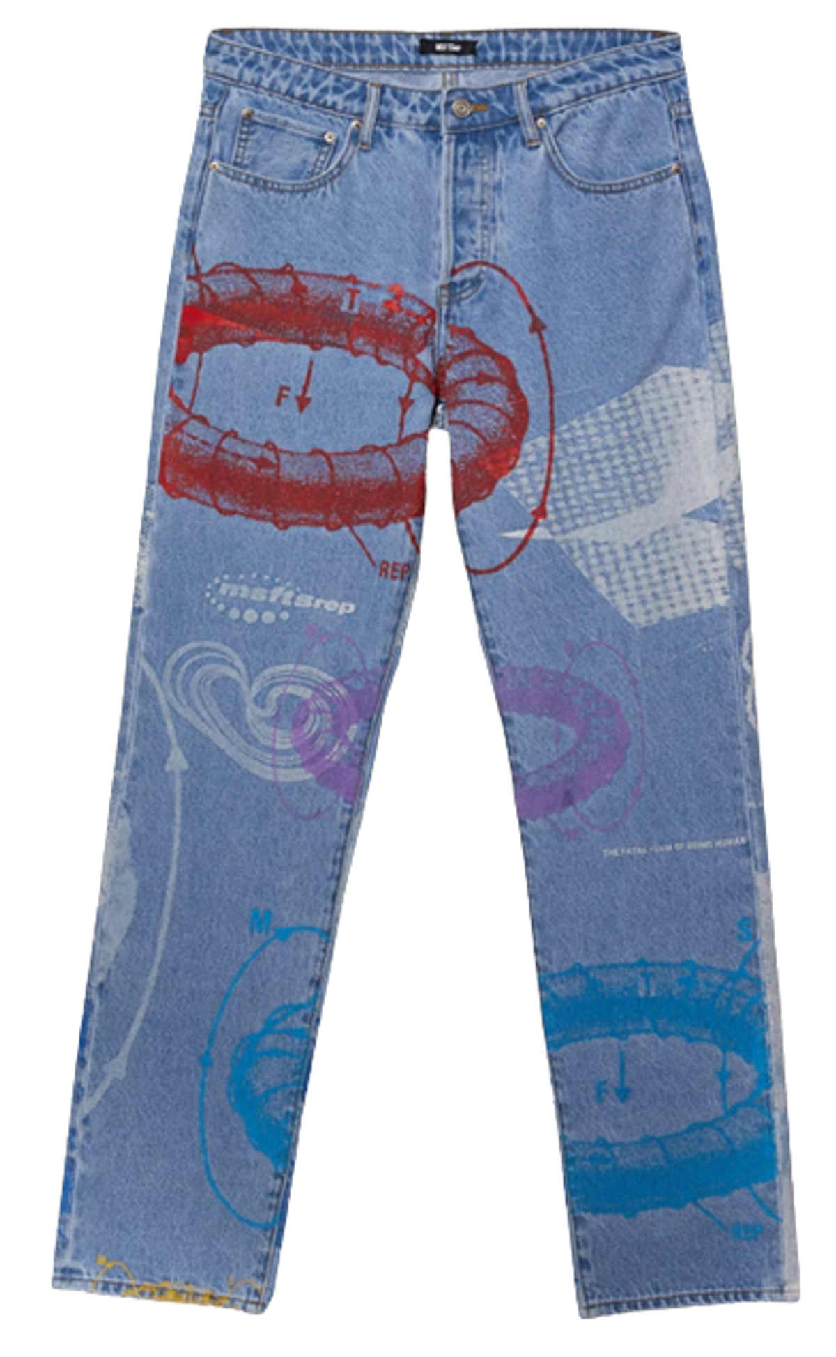 MSFTSrep Antigravity Water Print Regular-Fit Straight-Leg Jeans