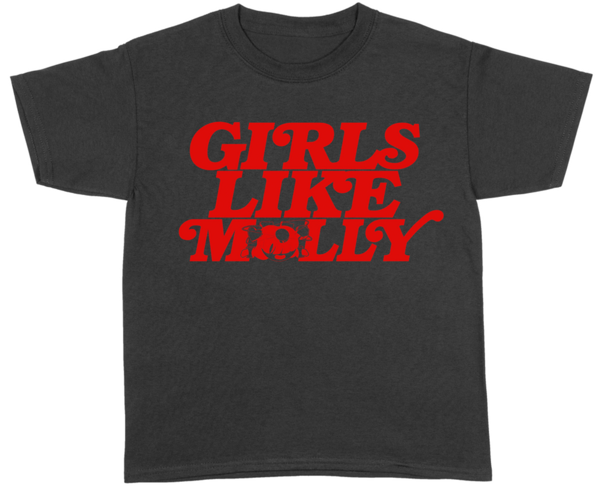 Girls Like Molly Red Logo Power Puff Black T-Shirt